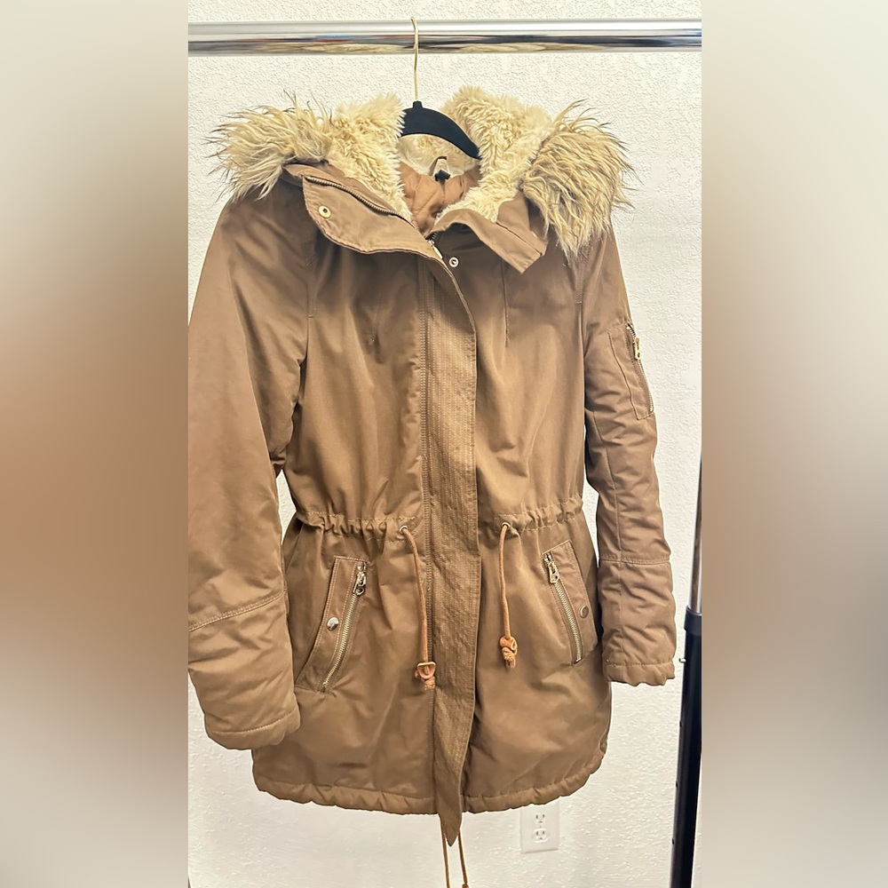 Women's Brown Parka Coat H&M Medium